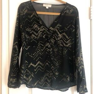 Women’s Small Olive & Oak Lightweight Sheer Long Sleeve Blouse